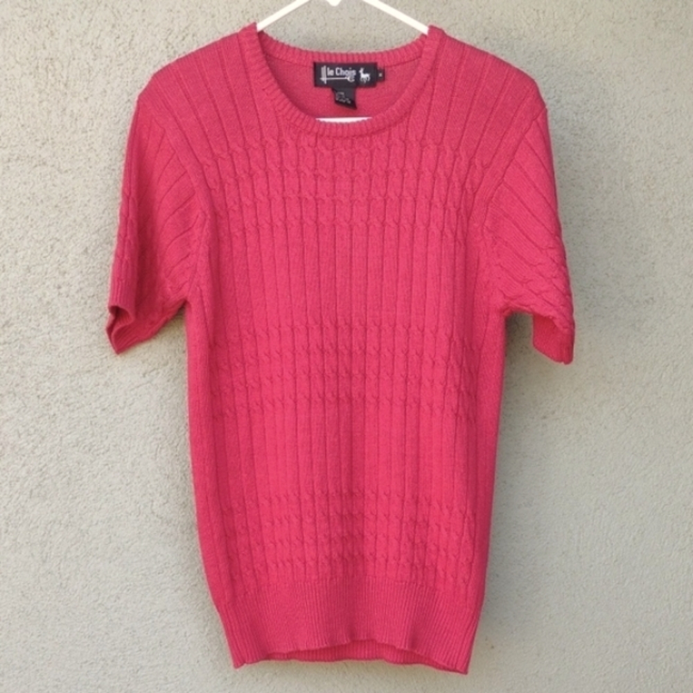 Le Chois Red Silk-cotton Knit Short Sleeve Top M